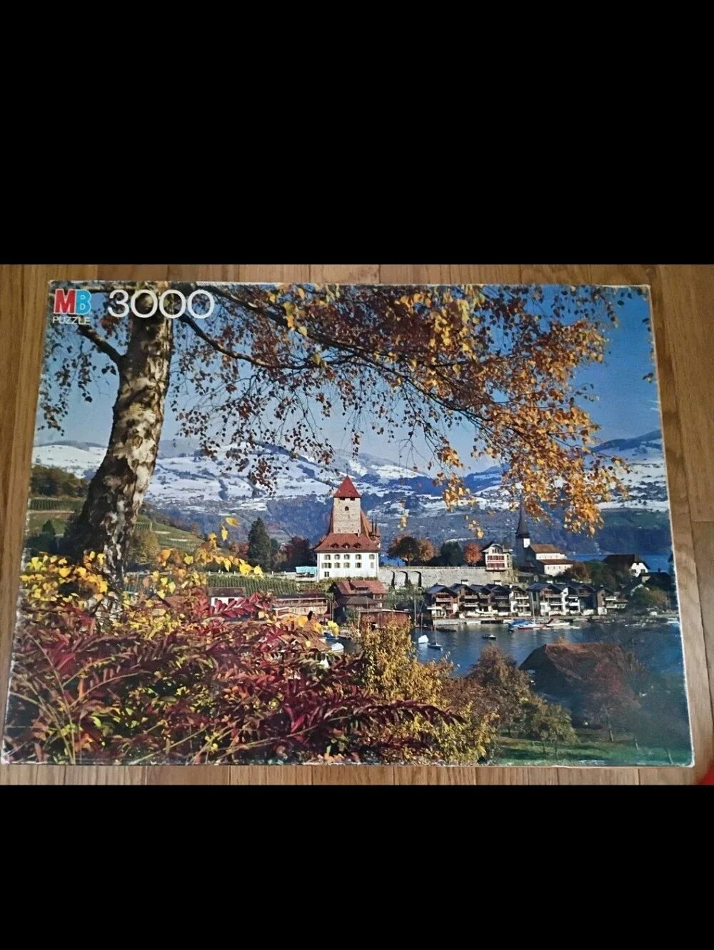 Vintage Milton Bradley Magnum Puzzle Lake Thun Switzerland 3000 Pieces, 33x43